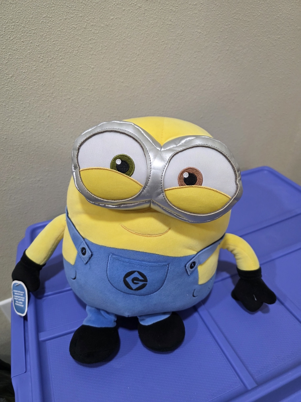 Universal Yellow and Blue Minion-Inspired Weighted Plush with Silver Goggles